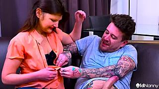 milf and tattooed man in hardcore british passion blowjob and fucking