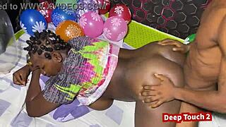 Couple indulges in passionate christmas sex at home