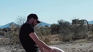 blonde couple engages in risky roadside sex