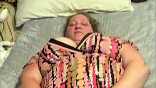 huge cream pie just for you, contrasting close-up views of big tits and ass in bareback action