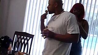 Tattooed Black Woman Deepthroats Big Black Cock and Gets Ass Fucked Publicly Before Cum in Mouth