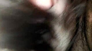 amateur interracial couple engages in deepthroat blowjob with loud moaning
