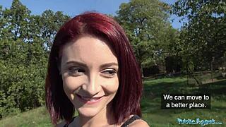 public agent slams hot redhead lola fae in outdoor action