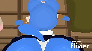 Nicole sucking furry cock in oral blowjob with cum