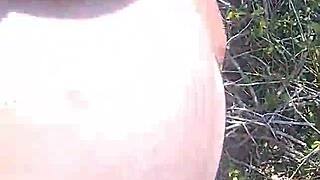 amateur girlfriend gives blowjob in the bush, then doggy style until cum in mouth