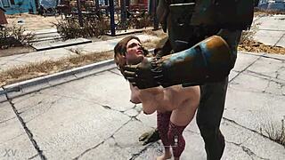 Mutant bangs girl hard in stockings