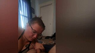 Chubby bbw amateur gives first blowjob after piercings