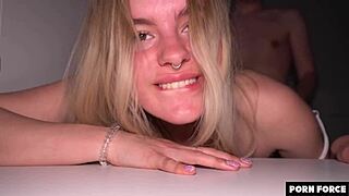 submissive teen choked and fucked, loving the kink