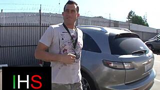 Gorgeous brunette girl with beautiful TITS fucks with a male with a HUGE COCK