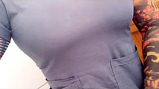 Milf mother in law touches pussy erotically in bathroom