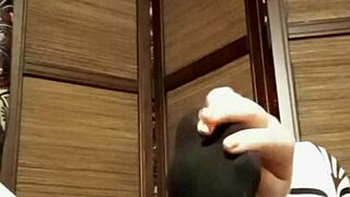 Amateur video with natural tits in pantyhose