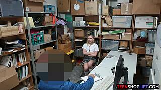 Dumb Blonde Shoplifter Caught and Screwed by Security