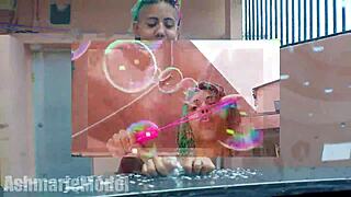 A very hairy carwash putimoda 2 1 with latina skinny slut