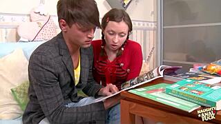 brunette earns her reward with a deep anal pounding after studying