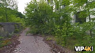 In this vip4k, the cuckold watches inhuman anal fucking outdoors