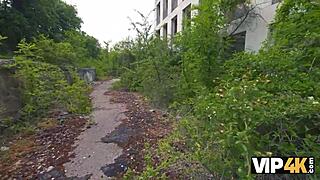 In this vip4k, the cuckold watches inhuman anal fucking outdoors