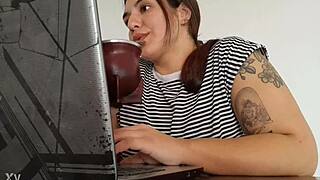 Carla lets out bold farts while working hard.