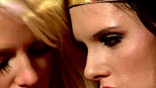 group of costume cosplay lesbians at a party having fun