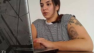 Carla lets out bold farts while working hard.