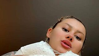 Big tits blonde closeup of natural boobs