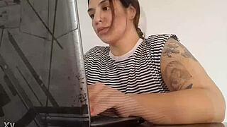 Carla lets out bold farts while working hard.