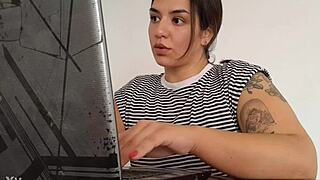 Carla lets out bold farts while working hard.