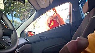 Public Handjob in Car While Seeking Hard Info