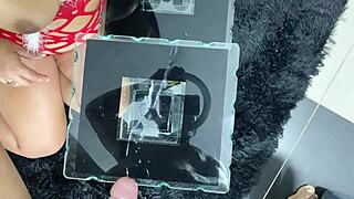 Natural tits and big ass amateur gets covered in cum