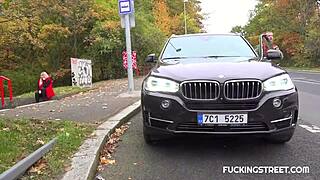 Blonde Rewards Her Saviour with Wild Street Sex!