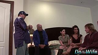 A girl is watching how her wife is getting fucked by a porn actor