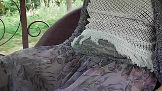 Hairy mature upskirt on the carriage part 2