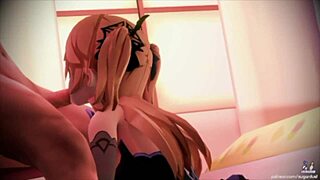 fischl from genshin impact gives head and gets pounded missionary