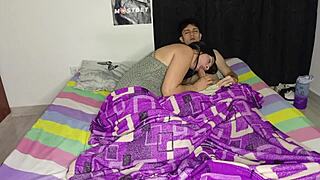 Young Colombian Masturbates to Spanish Porn with Stepmom's Help