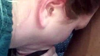 Sloppy blowjob in public outdoor setting