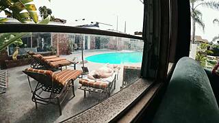 Gigi Breeze caught naked by pool, spied on while sunbathing hard-core