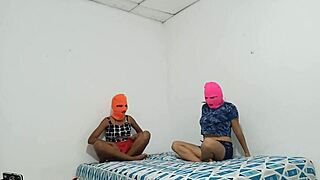 Small-Bottomed Stepsisters Flirt In Bed Excitedly