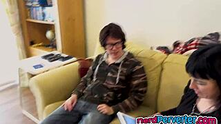 British bitch with sexy tattoos banged by a nerd