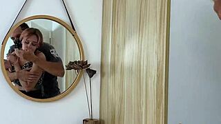 amateur girl moans as tape and vibrator dominate her small tits.