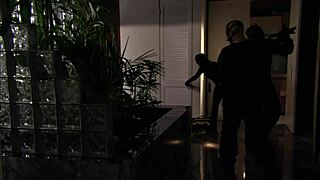 ginger lea teases with shower sex in fishnets