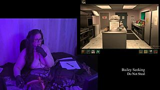 Brunette with big natural tits in naked playthrough