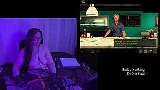 Brunette with big natural tits in naked playthrough