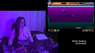 Brunette with big natural tits in naked playthrough