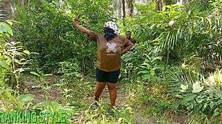 Chubby BBW rides big cock outdoors in wild cowgirl action. Check her massive tits bouncing!