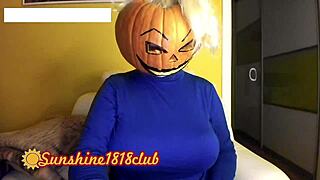 happy halloween pervs, big boobs pumpkin cosplay cam recorded