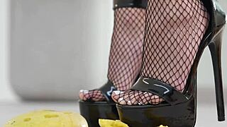 Petite Girl Crushes Fruits With High Heels Hot Footfetish