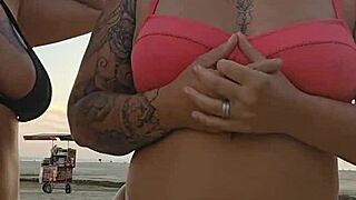 African Mature Milf Flashing Big Ass on Beach