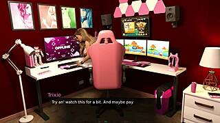 Young Girl Plays Doll House with Big Cock, Exposing Big Tits and Ass for Cumshot