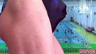 borrowing a swimsuit from the girls swimming club and heading to the pool for a secret school event