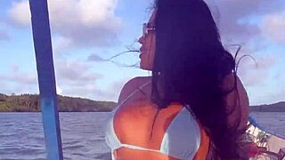 Brazilian Latina Wife Rides Hard in Bikini on Boat POV