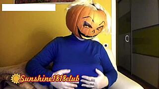 happy halloween pervs, big boobs pumpkin cosplay cam recorded